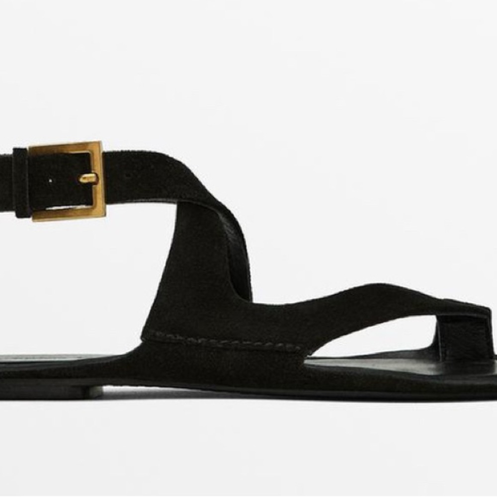 Stylish Black Sandals with Gold Buckle
